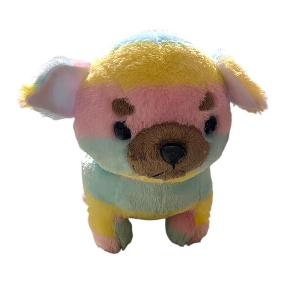13 inch Amuse Mameshiba San Kyodai Rainbow Shiba Inu Bulldog Plush (Preowned) - Picture 1 of 8
